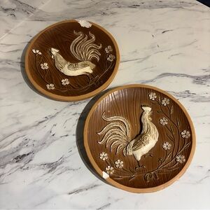 Vintage‎ Girotti chalkware rooster wall hanging plaques